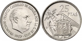 1957*71. Estado Español. 25 pesetas. (Cal. 40). 8,41 g. Proof.