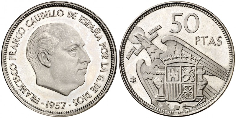 1957*73. Estado Español. 50 pesetas. (Cal. 26). 12,52 g. Ex Áureo 16/12/2004, nº...