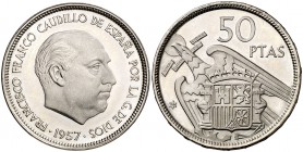 1957*74. Estado Español. 50 pesetas. (Cal. 27). 12,31 g. Proof.