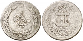 AH 1312 (1894). Afganistán. Abdur Rahman. Kabul. 1 rupia. (Kr. 814). 9,14 g. AG. MBC-.