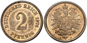 1876. Alemania. A (Berlín). 2 pfennig. (Kr. 2). 3,32 g. CU. Bella. Escasa así. S/C-.
