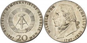 1967. Alemania Oriental. 20 marcos. (Kr. 18.1). 20,90 g. AG. Rara. S/C.