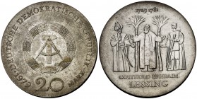 1979. Alemania Oriental. 20 marcos. (Kr. 74). 20,91 g. AG. Rara. EBC+.