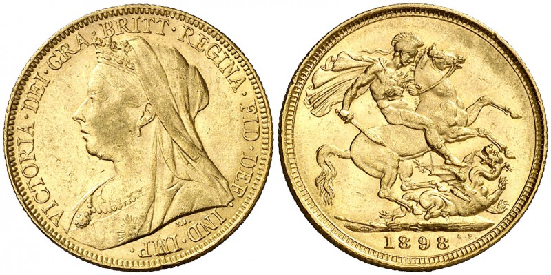 1898. Australia. Victoria. S (Sidney). 1 libra. (Fr. 23). 8 g. AU. Leves golpeci...