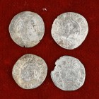 Lote de 3 diners de Jaume I (Aragón, Barcelona y València) y 1 de Jaume II. Total 4 monedas. A examinar. BC-/BC.