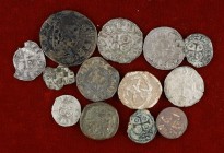 Lote de 13 monedas condales y locales, todas diferentes. A examinar. RC/MBC.