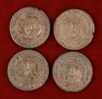 1600-1621. Felipe III y IV. Segovia. 8 maravedís. Lote de 4 monedas, dos con resello. A examinar. MBC/EBC-.