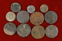 Guerra dels Segadors. Lote de 11 monedas, todas diferentes. A examinar. BC/BC+.