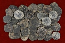Lote de 43 monedas castellanas de los Austrias. A examinar. BC/MBC-.