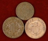 1900. Unió Catalanista. Barcelona. Vallmitjana. 5, 10 céntimos y medalla (realizada en 2000). Lote de 3 piezas. A examinar. BC+/EBC.