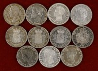 Alfonso XII y XIII. 50 céntimos. Lote de 11 monedas, fechas distintas. Muy interesante. A examinar. MBC/EBC+.