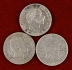 18881, 1883 y 1885. Alfonso XII. Manila. 20 centavos. (Cal. 88, 90 y 92). Lote de 3 monedas. BC+/EBC-.