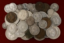 1875 a 1887. Alfonso XII. 5 (tres), 10 (cuatro), 50 céntimos (tres), 1 (siete), 2 (cinco), 5 pesetas (quince), 10, 20 (dos) y 50 centavos (cuatro). Lo...