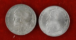 1937. II República. 5 céntimos. (Cal. 9 y 10). Lote de 2 monedas. Cabeza grande y pequeña. EBC-/EBC.