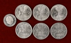 1941, 1945, 1953 y 1959. Estado Español. 10 céntimos. Lote de 7 monedas. A examinar. EBC+/Proof.