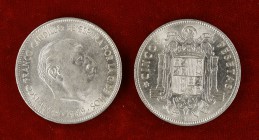 1949*1950. Estado Español. 5 pesetas. (Cal. 46). Lote de 2 monedas. EBC-/EBC.
