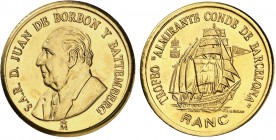 Juan de Borbón. 3,83 g. Metal dorado. Trofeo Almirante Conde de Barcelona. Acuñada en Mallorca. EBC.