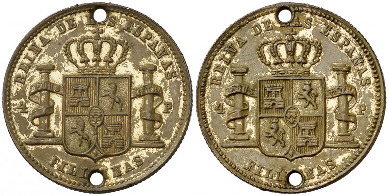 s/d. Filipinas. Isabel II. Manila. 3,58 g. Jetón con el reverso de 4 pesos acuña...