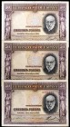 1935. 50 pesetas. (Ed. C17 y C17a). 22 de julio. Ramón y Cajal. 3 billetes, 2 sin serie y 1 serie A. MBC-/MBC+.