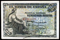 1906. 25 pesetas. (Ed. B98a). 24 de septiembre. Serie A. MBC.