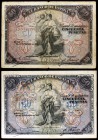 1906. 50 pesetas. (Ed. B99 y B99a). 24 de septiembre. 2 billetes, sin serie y serie B. BC/MBC-.