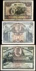 1907. 25, 50 y 100 pesetas. (Ed. B102, B103 y B104). 15 de julio. 3 billetes. BC/MBC-.