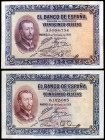 1926. 25 pesetas. (Ed. B109 y B109a). 12 de octubre. San Francisco Javier. 2 billetes, sin serie y serie A. MBC-/MBC.