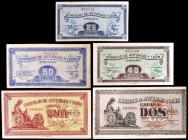 1937. Asturias y León. 25, 40, 50 céntimos, 1 y 2 pesetas. 5 billetes, serie completa. MBC/EBC.
