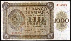 1936. Burgos. 1000 pesetas. (Ed. D24). 21 de noviembre. Lavado. Raro. MBC-.