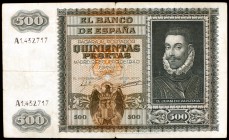 1940. 500 pesetas. (Ed. D40). 9 de enero. Juan de Áustria. Raro. BC+.