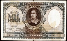 1940. 1000 pesetas. (Ed. D41). 9 de enero. Murillo. Raro. BC+.