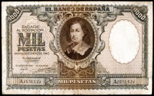 1940. 1000 pesetas. (Ed. D41). 9 de enero, Murillo. Raro. BC+.