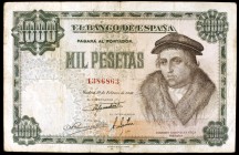 1946. 1000 pesetas. (Ed. D54). 19 de febrero, Vives. Dobleces. Raro. MBC-.
