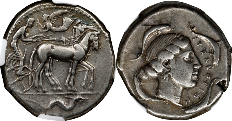 SICILY. Syracuse. Second Democracy, 466-406 B.C. AR Tetradrachm (17.31 gms), ca....