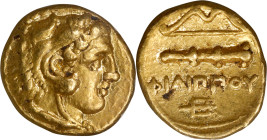 MACEDON. Kingdom of Macedon. Time of Philip II to Alexander III (the Great), ca. 340/36-328 B.C. AV Quarter Stater (2.13 gms), Pella Mint. NGC AU, Str...