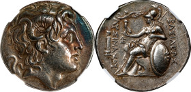 THRACE. Kingdom of Thrace. Lysimachos, 323-281 B.C. AR Tetradrachm (17.05 gms), Lampsakos Mint, ca. 297/6-282/1 B.C. NGC AU, Strike: 5/5 Surface: 4/5....