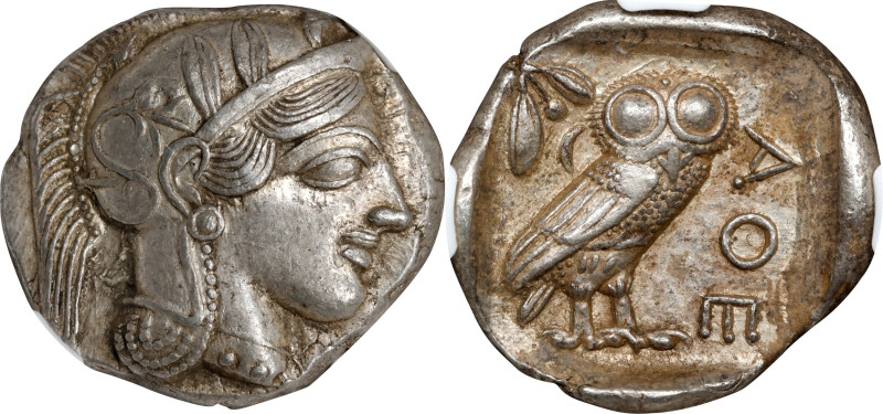 ATTICA. Athens. AR Tetradrachm (17.21 gms), ca. 454-404 B.C. NGC AU, Strike: 5/5...