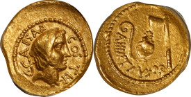 JULIUS CAESAR. AV Aureus (7.93 gms), Rome Mint; A. Hirtius, praetor, 46 B.C. ANACS EF-45.
Cr-466/1; CRI-56; Calico-37; Syd-1018. Obverse: Veiled fema...