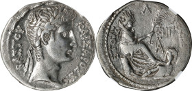 AUGUSTUS, 27 B.C.- A.D. 14. Syria, Seleucis and Pieria, Antioch. AR Tetradrachm (15.16 gms), dated RY 30 and Cos. 13 (2/1 B.C.). NGC EF, Strike: 4/5 S...