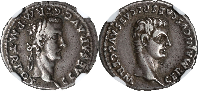 CALIGULA with GERMANICUS, A.D. 37-41. AR Denarius (3.62 gms), Lugdunum Mint, A.D...