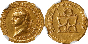 TITUS, A.D. 79-81. AV Aureus (7.28 gms), Rome Mint, A.D. 80. NGC Ch VF, Strike: 5/5 Surface: 2/5. Ex Jewelry.
RIC-107; Cal-786. Obverse: Laureate hea...