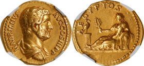 HADRIAN, A.D. 117-138. AV Aureus (7.10 gms), Rome Mint, A.D. 130-133. NGC Ch VF, Strike: 5/5 Surface: 2/5. Fine Style. Ex Jewelry.
RIC-1480; Cal-1189...