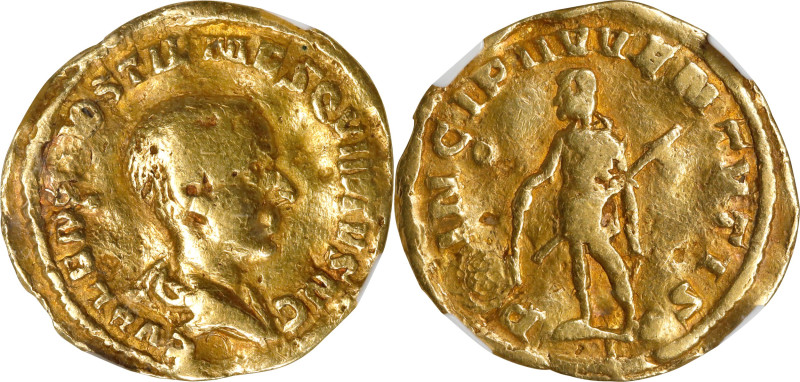 HOSTILIAN AS CAESAR, A.D. 250-251. AV Aureus (4.13 gms), Rome Mint, A.D. 251. NG...
