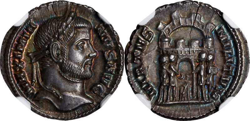 MAXIMIAN, A.D. 286-310. AR Argenteus (2.92 gms), Siscia Mint, ca. A.D. 294-295. ...