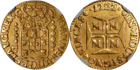 BRAZIL. 1000 Reis (Quartinho), 1727-M. Minas Gerais (Vila Rica) Mint. Joao V. NGC Genuine--Clipped.
Fr-37; KM-113. Weight: 2.22 gms. Exhibiting about...