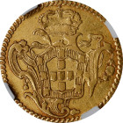 BRAZIL. 800 Reis (1/2 Escudo), 1763-R. Rio de Janeiro Mint. Jose I. NGC EF Details--Cleaned.
Fr-68; KM-180.2. A minor denomination in gold that is no...