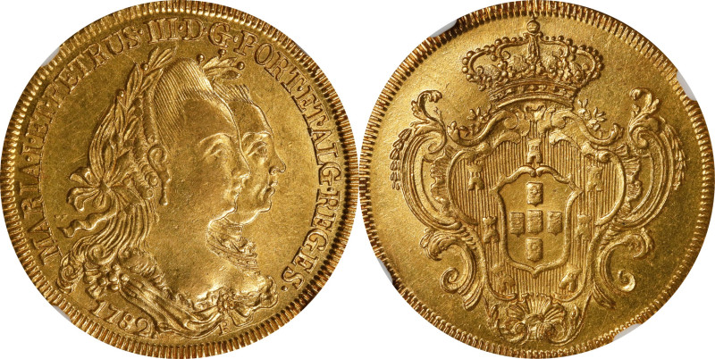 BRAZIL. 6400 Reis (Peca), 1782-R. Rio de Janeiro Mint. Maria I & Pedro III. NGC ...
