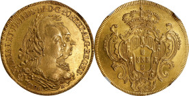 BRAZIL. 6400 Reis (Peca), 1786-R. Rio de Janeiro Mint. Maria I & Pedro III. NGC MS-62.
Fr-76; KM-199.2. Yielding a well executed strike and dazzling ...