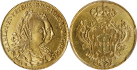 BRAZIL. 3200 Reis (1/2 Peca), 1781-B. Bahia Mint. Maria I & Pedro III. PCGS Genuine--Harshly Cleaned, AU Details.
Fr-78; KM-150. Despite some minor c...