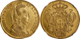 BRAZIL. 6400 Reis (Peca), 1787-R. Rio de Janeiro Mint. Maria I. NGC MS-62.
Fr-85; KM-218.1. Emanating from the first full year in the sole-reign of M...